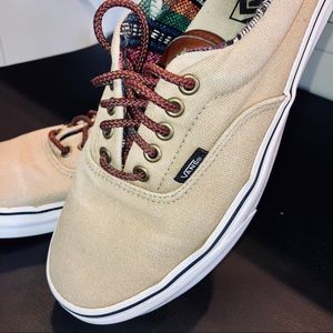 Canvas Vans Khaki Tribal Lining & Leather Detail